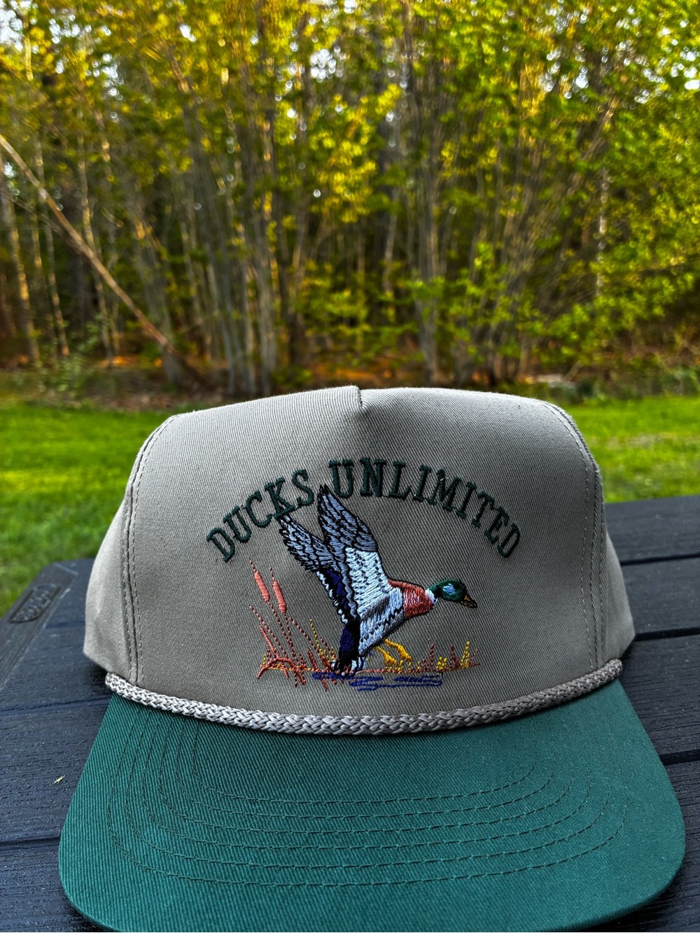 Ducks Unlimited Embroidered Mallard Trucker Hat - Green & Khaki